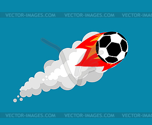 Fiery soccer ball . Flying football ball illustra - vector clip art