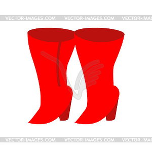 Female red boots . Womens shoes - vector image
