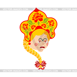 Russia angry emoji. Russian Girl evil emotions - vector image