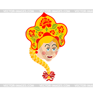 Russia happy emoji. Russian Girl merry emotions. - vector image