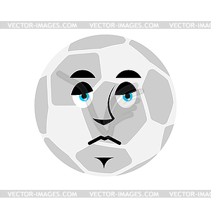 Soccer ball sad Emoji. Football Ball sorrowful - vector image