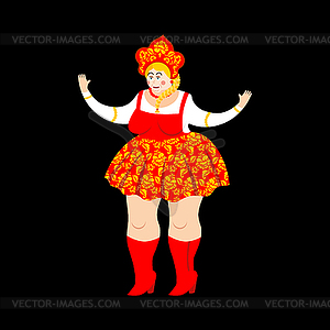 Russia happy. Russian Girl merry. Female Joyful in - vector clipart