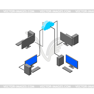 Computational technologies. Computer network. - vector clip art