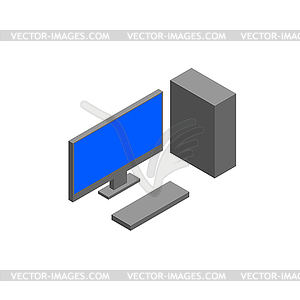 Isometric pc monitor icon. Computer technology sign - vector clipart