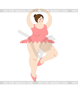Балерина жирная. Большая женщина в пунте. Танцевальный купальник - векторный клипарт EPS