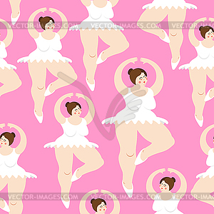 Fat Ballerina pattern. Ballet seamless background. - vector clipart