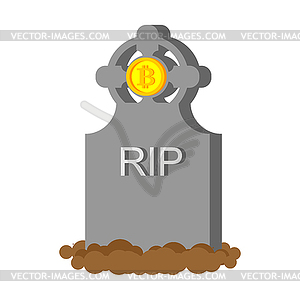 Death Bitcoin. Fall of crypto currency. Currency - vector image