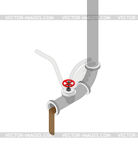 Drain pipe . Sewerage. Tapping water supply - vector image
