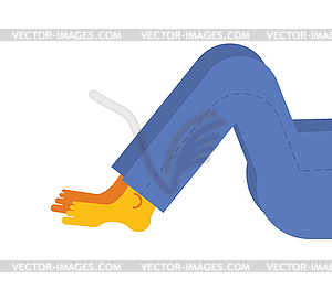 Mens legs in jeans. Man is rest - vector clipart