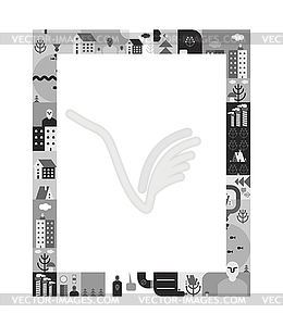 City frame template for presentation. Town - vector clipart