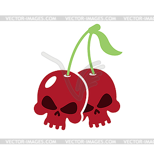 Cherry skull. Deadly berry. Head of skeleton. - color vector clipart