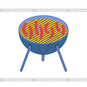 Barbecue grill . Fried sausage. BBQ Isometrics - color vector clipart