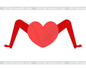 Love with feet. Heart and parted legs - vector image