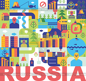 Russia City map Abstract. Russian Town background. - vector image