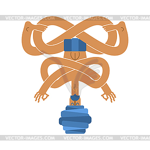 Yogi Indian in lotus position. Yoga in turban. - vector clip art