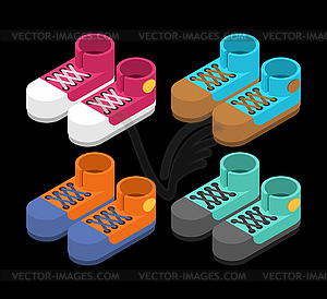 Sneakers set isometric style. Sport shoes . illus - vector clipart