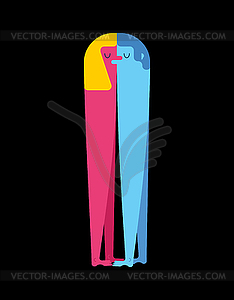 Lovers. Man and woman love. Two figures of - vector image