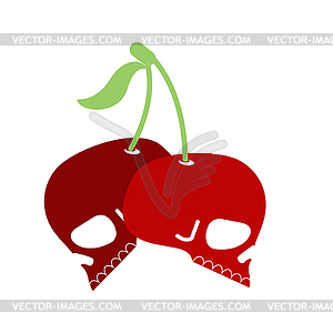 Cherry skull. Deadly berry. Head of skeleton. - vector clipart