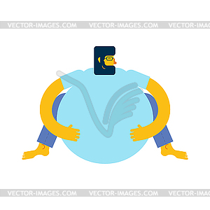 Fat man is sitting. overweight man - vector clipart