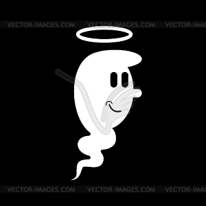 Angel White ghost. Good spook with Nimbus - vector clipart