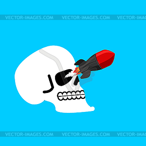 Skull and missile. Head of skeleton releases - vector image