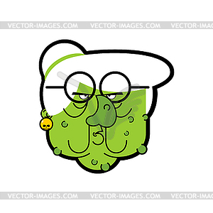 Old wicked witch. Green hag with warts - vector image