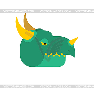 Dragon face green. Mythical Monster with wings. - vector clip art
