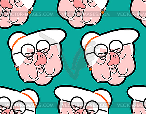 Wicked grandmother pattern. Angry Old hag background - vector clip art