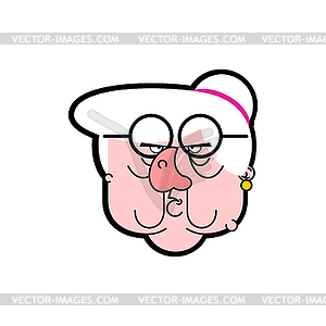 Wicked grandmother face cartoon style. Angry Old ha - color vector clipart