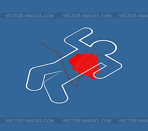 Chalk silhouette corpse. Crime scene. Chalk - vector image