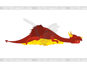 Dragon and gold. Mythical Monster protects - vector clipart