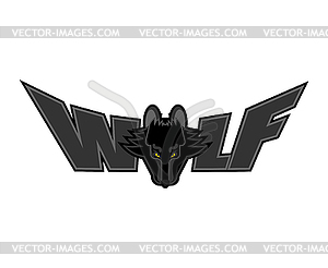 Wolf Lettering. Face predator and letters. - vector image