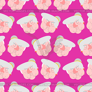 Wicked grandmother pattern. Angry Old hag background - color vector clipart