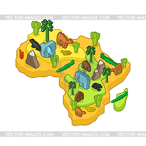 Africa map animal Isometric style. flora and - vector image