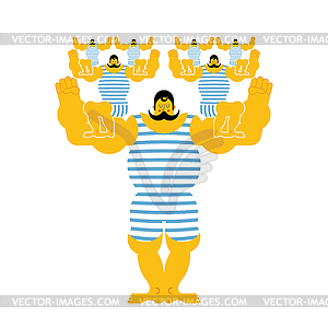 Sports strong family dynasty. Retro strongman and - vector image