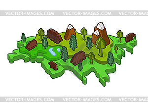 Изометрическая карта Евразии Животное и растения. флоры и - векторный эскиз