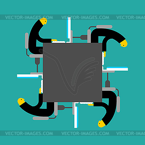 Office life. Manager at computer - vector clipart