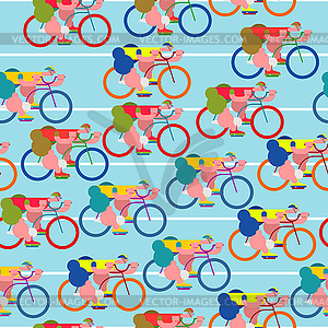 Bicycle race pattern. Cyclist background. Racers - vector clip art