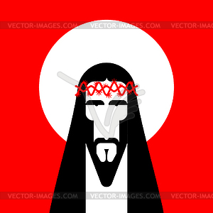 Jesus Christ Face. Gods Son. Biblical religious - vector clipart