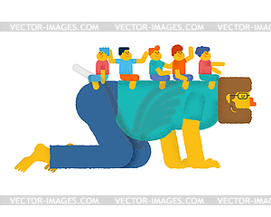 Fathers Day Dad and child. Strong daddy plays with - vector clip art