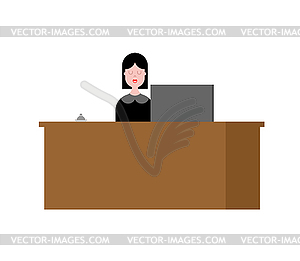 Reception girl and rack. Acceptance of guests. - royalty-free vector image