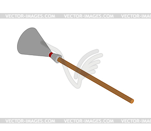 Witch broom Isometric. Hand wiper besom  - vector image