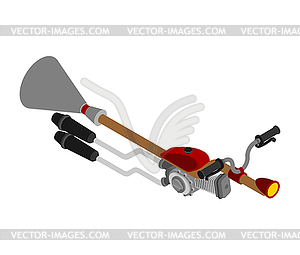 Witch broom racing Isometric. Broomstick Speeding - vector image