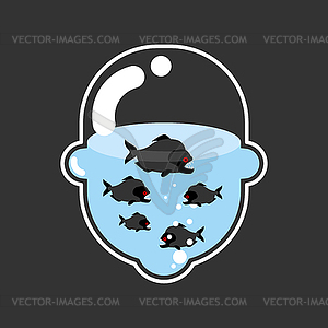 Fish in head Glass transparent - vector clip art