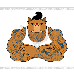 Cat Hipster with tattoo. Fashionable Stylish - vector clipart