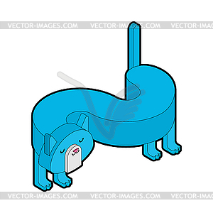 Cat Isometric . Blue Pet  - vector image