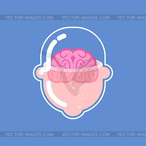 Brain in Glass transparent head - vector EPS clipart