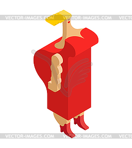 Beautiful woman in red dress Isometric. Sexy Lady - vector clipart