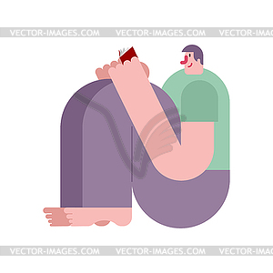 Man sitting and reading book - vector image