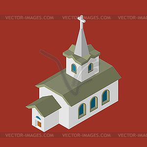 Church Isometrics Catholic Christian house religion - vector image